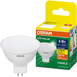 Лампа светодиодная OSRAM MR16 35 5W 2700К 230V GU5.3 10X1