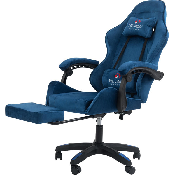Вибромассажное кресло Calviano 1584 (велюр, синий)