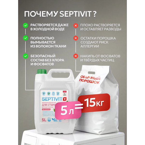 Гель для стирки Septivit Детское белье (5 л)