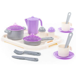 Набор игрушечной посуды Полесье Настенька с подносом на 2 персоны 3940