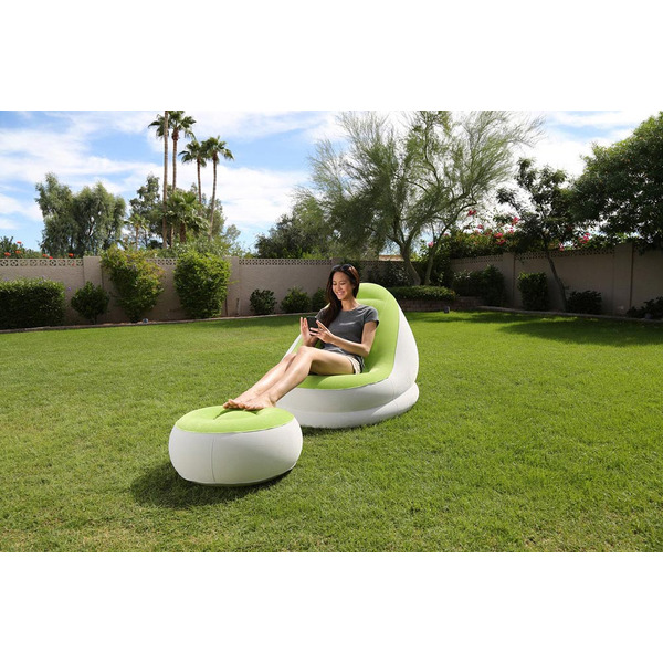 Надувное кресло с пуфиком Bestway Comfort Cruiser Inflate-A-Chair 75053 (зеленый)