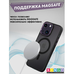 Бампер Bingo Metal Magnetic Carbon iPhone 14 Фиолетовый