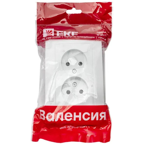 Розетка EKF Валенсия 2-местная (10А, белый)