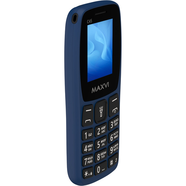 Кнопочный телефон Maxvi C45 + ЗУ WC-112 (синий)