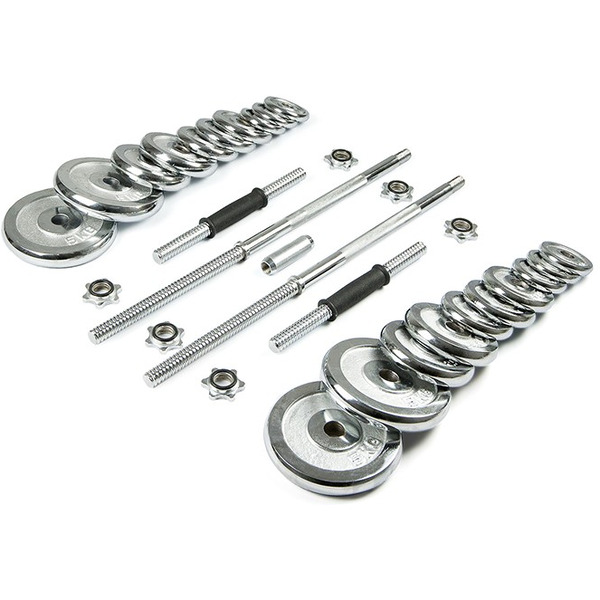 Набор хромированных гантелей и штанга AMETIST 50 кг (в чемодане)