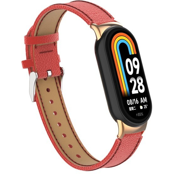 Ремешок Bingo Leather Litchi для XIAOMI Mi Band 8 Красный