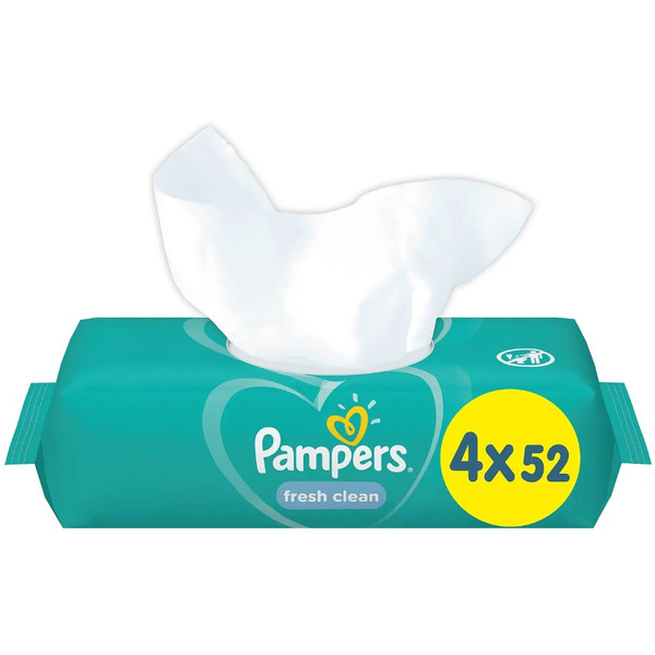 Детские влажные салфетки PAMPERS Fresh Clean 4х52 шт. ПрепакКороб
