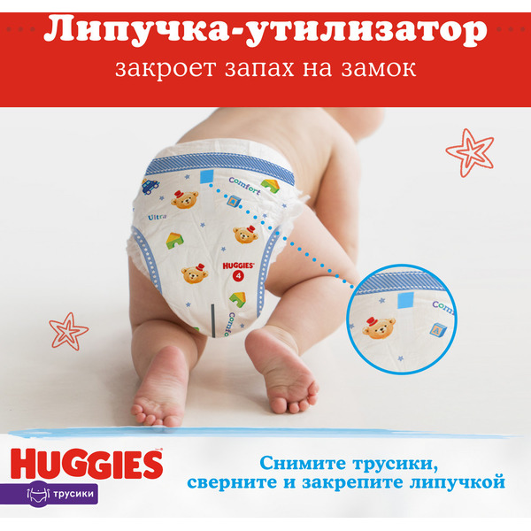 Детские одноразовые трусики-подгузники Huggies ULTRA COMFORT Box 3 Boy (6-11кг) 116шт.