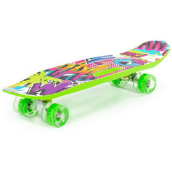 Доска роликовая Полесье 89540 (65 см) светло-зелёная с наклейкой и зелёными колёсами