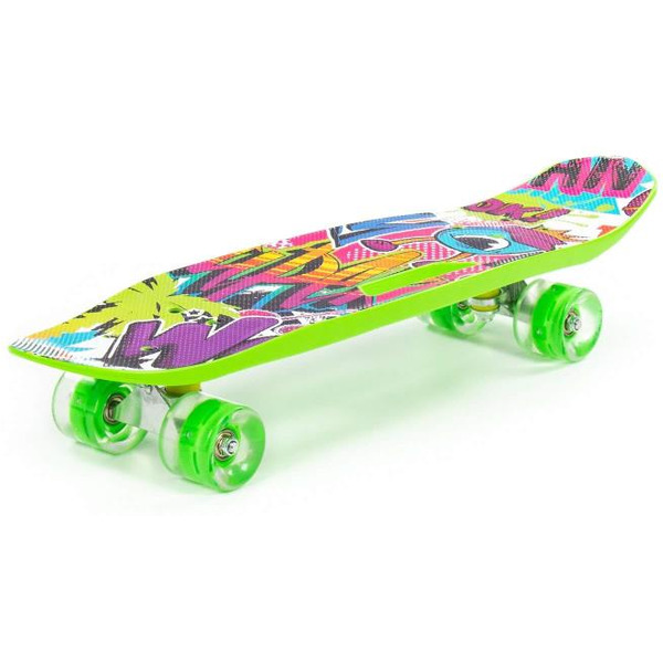 Доска роликовая Полесье 89540 (65 см) светло-зелёная с наклейкой и зелёными колёсами