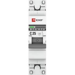 Выключатель автоматический EKF PROxima ВА 47-63 1P 25А (C) 4.5kA