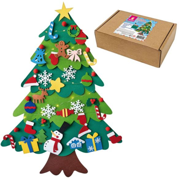 Новогоднее украшение Золотая сказка Фетровая ель с игрушками 592141