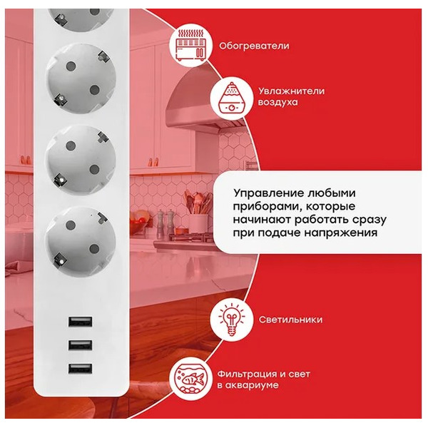 Умный удлинитель EKF Connect Wi-Fi с USB RCE-1-WF