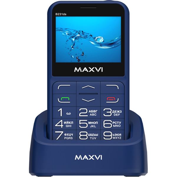 Мобильный телефон Maxvi B231ds +ЗУ WC-114 (синий)