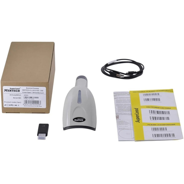 Сканер штрих-кода Mertech CL-2310 HR Superlead 2D беспроводной белый (4839)