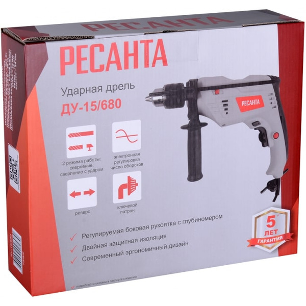 Дрель Ресанта ДУ-15/680 (75/8/2)