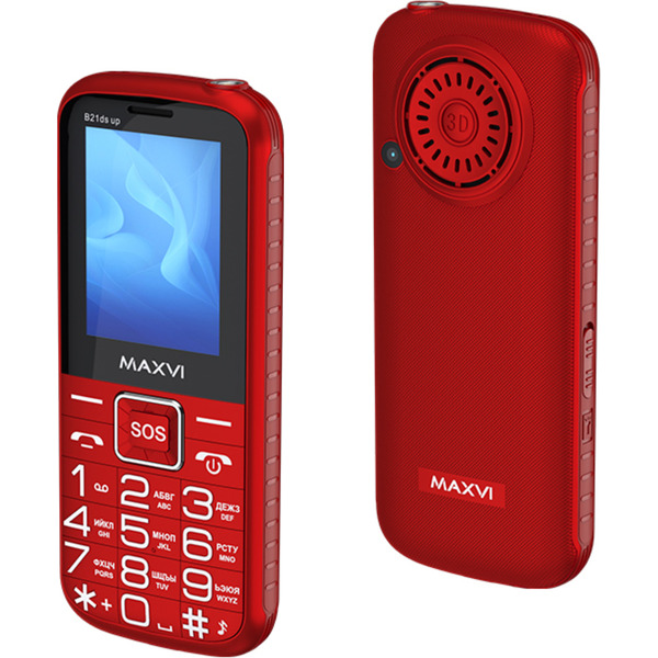 Мобильный телефон Maxvi B21ds up +ЗУ WC-112 (красный)