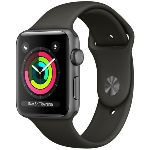 Смарт-часы APPLE Watch Series 3 Space Grey Aluminium Case with Black Sport Band 38mm (MTF02GK/A)