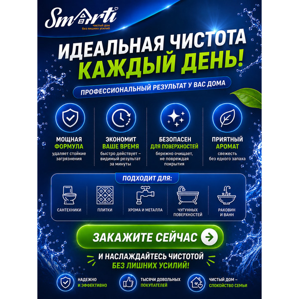 Средство для чистки с антимикробным эффектом Smarti АНТИНАЛЕТ ГЕЛЬ, 1л