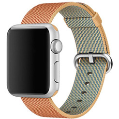 Ремешок MIRU для Apple из плетеного нейлона 44 мм (золотисто-красный)