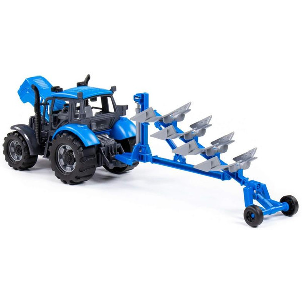 Трактор Полесье Прогресс с плугом 91291 (синий)