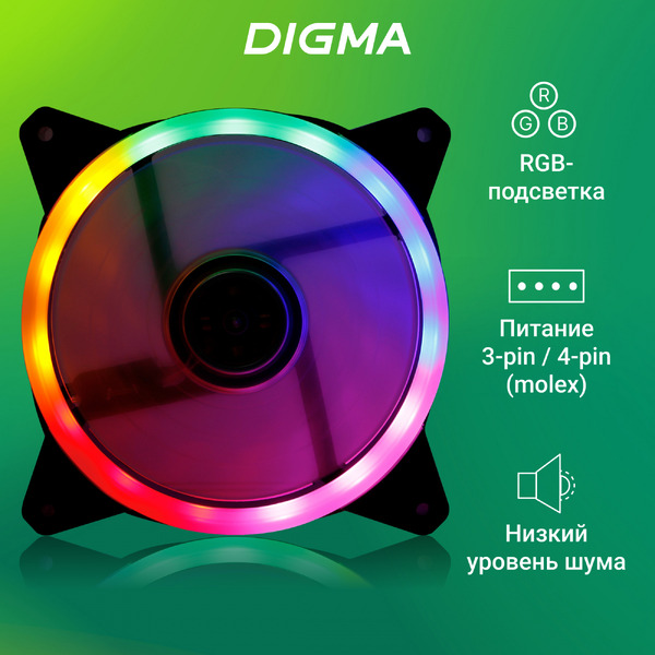 Вентилятор для корпуса Digma DFAN-FRGB3