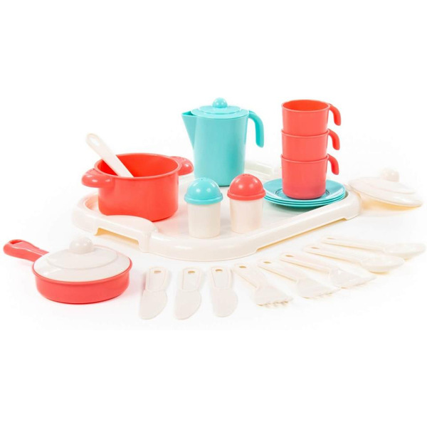 Набор игрушечной посуды Полесье Настенька с подносом на 3 персоны 3957