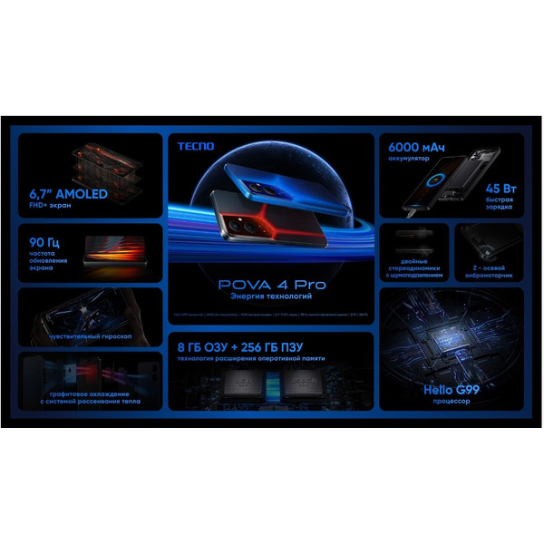 Смартфон TECNO Pova 4 Pro LG8n 8GB/256GB (серый)