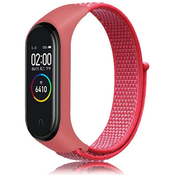 Ремешок Bingo Nylon для Xiaomi Mi Band 3/4/5/6 (малиновый)
