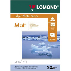Фотобумага Lomond Матовая А4 205 г/кв.м. 50 листов (0102085)