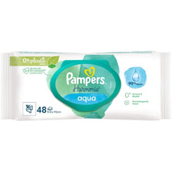 Детские влажные салфетки PAMPERS Harmonie Aqua 1 упаковка (48 шт)
