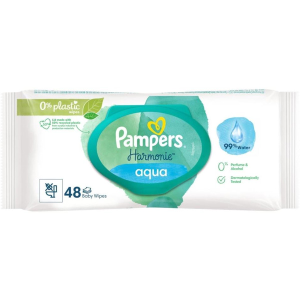 Детские влажные салфетки PAMPERS Harmonie Aqua 1 упаковка (48 шт)