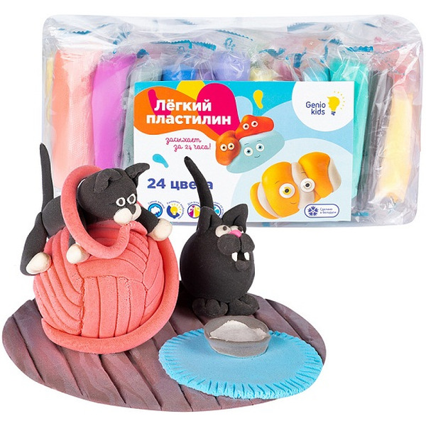 Набор для детской лепки GENIO KIDS-ART "Лёгкий пластилин 24 цветов" TA1726