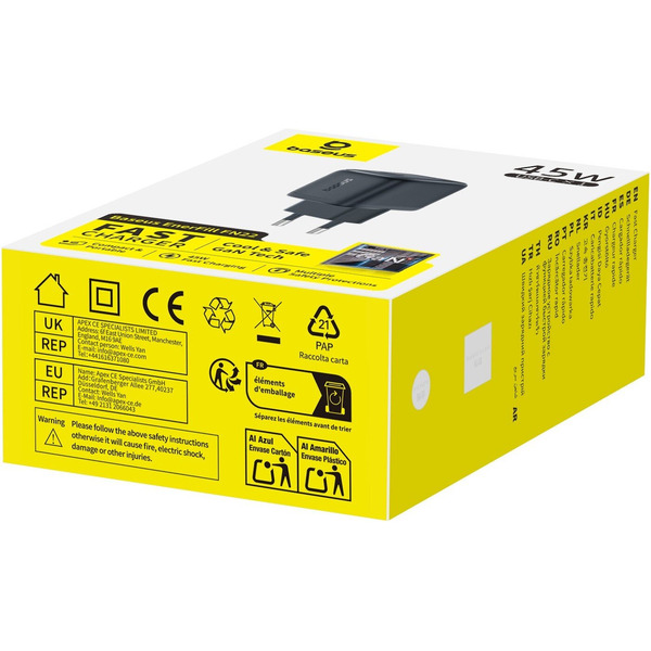 Сетевое зарядное Baseus EnerFill FN22 45W E0123300 (черный)