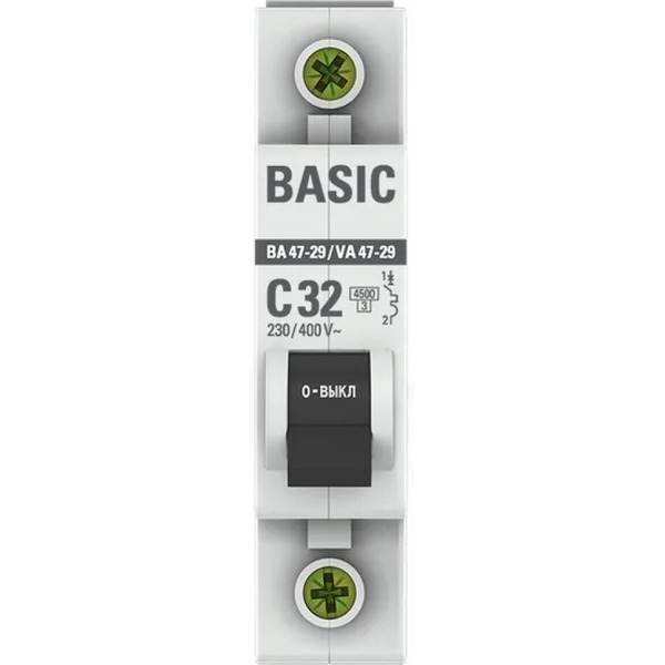 Выключатель автоматический EKF Basic ВА 47-29 1P 32А (C) 4,5кА