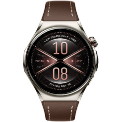 Умные часы Huawei Watch 6 Pro 46 мм NIZ-AL00 (серебристый, с коричневым силиконовым ремешком)