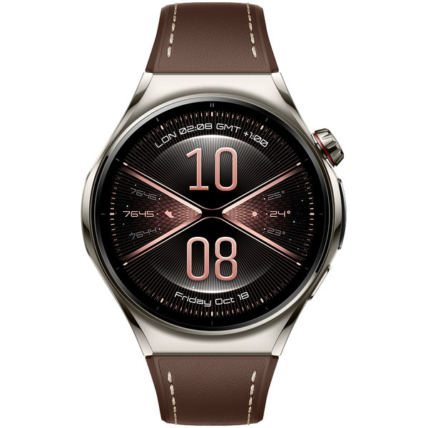 Умные часы Huawei Watch 6 Pro 46 мм NIZ-AL00 (серебристый, с коричневым силиконовым ремешком)