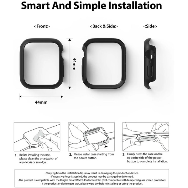 Чехол Ringke SLIM для Apple Watch SE3/SE2/SE/6/5/4 44mm CLEAR(1шт) + BLACK(1шт)
