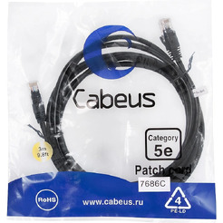Кабель Cabeus PC-UTP-RJ45-CAT.5E-3M-BK