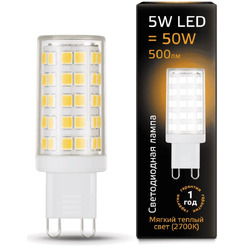 Лампа Gauss LED G9 AC185-265V 5W 2700K 107309105
