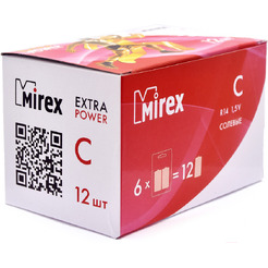 Батарея солевая Mirex R14 / C1,5V 2 шт (2/12/192), ecopack 23702-ER14-E2