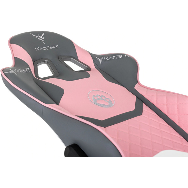 Кресло игровое Бюрократ Knight Catzy (экокожа, серый/розовый)