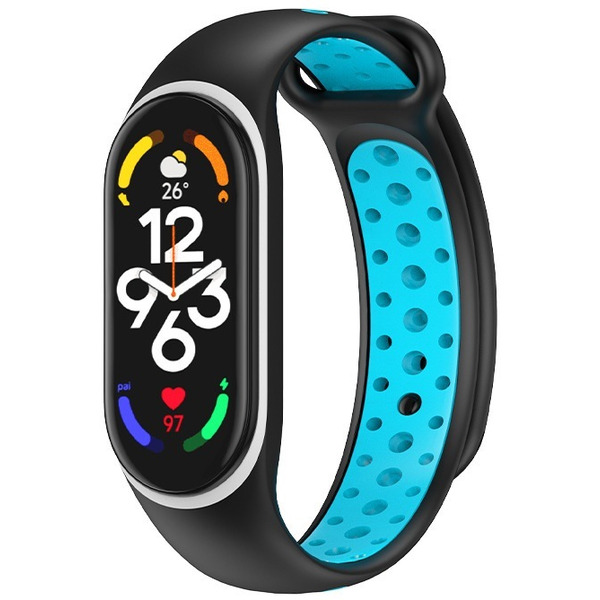 Ремешок Bingo Sport для XIAOMI Mi Band 5/6/7 Черный с голубым