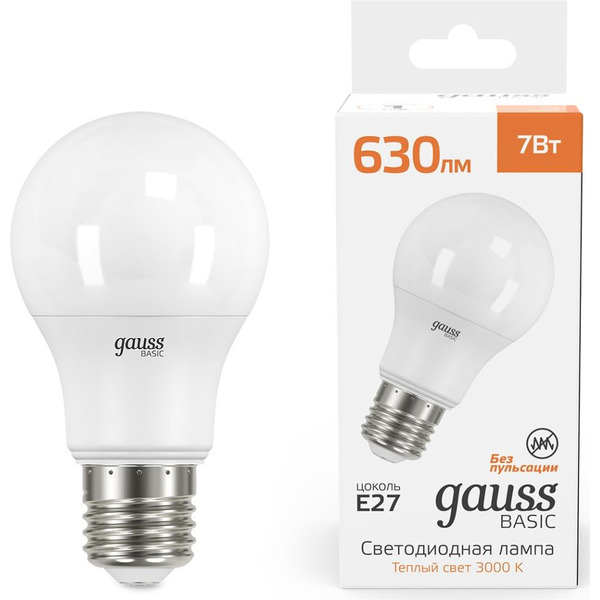 Лампа Gauss Basic LED-M A60 7W 630lm 3000K Е27 LED 10202172