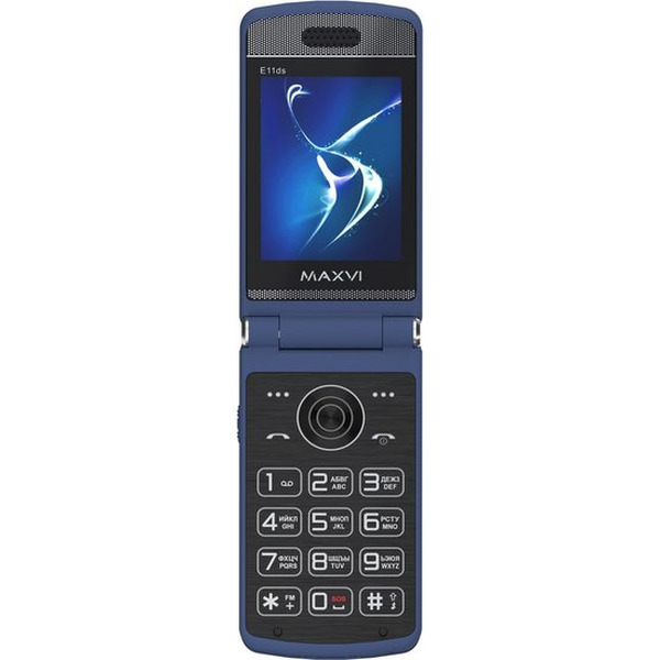 Кнопочный телефон Maxvi E11ds (синий/серебристый)