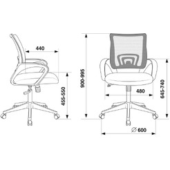 Кресло Бюрократ CH-695N/DG/TW-11 (сетка/серый, TW-04/TW-11)