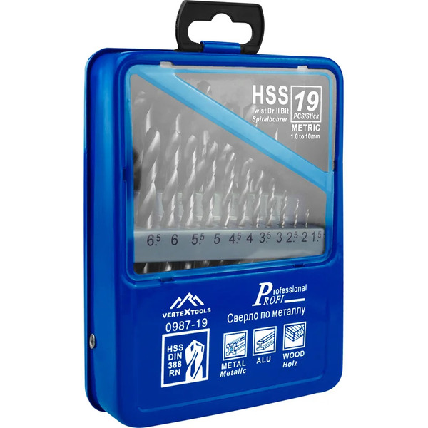 Набор сверл Vertex Tools 0987-19 (19шт)