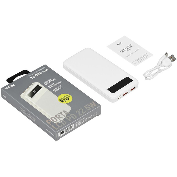 Внешний аккумулятор TFN Porta LCD PD 22.5W 10000mAh (TFN-PB-321-WH)