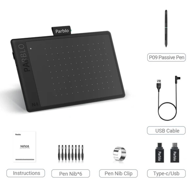 Графический планшет PARBLO Ninos N10B Black