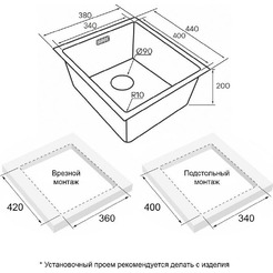 Кухонная мойка Paulmark Lassan 38 UNI LA38-MBN (черный/черный матовый)